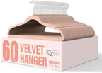 YSSOA Velvet Hangers 60 Pack, Non-Slip Clothes Hangers with Shoulder Notches, 360° Swivel Hooks, Heavy Duty Standard Hanger for Closet Space Saving, Pink by YSSOA