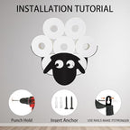 Funny Sheep Toilet Tissue Holder,Animal Paper Holders,Decorative Metal Papers Holder,Funny Toilet Animal Storage for Bathrooms,Bathroom Paper Organizer for Extra 8 Rolls Wall Mounted Art Decor - Image 5
