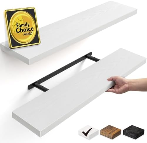 BAYKA White Floating Shelves 35.4in, Set of 2, Wall Mounted for Wall Decor by Bayka