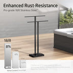 KES Standing Towel Rack 2-Tier Natural Black Marble Base, Bath Towel Holder - Image 4
