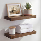 Homeforia 16 Inch Floating Shelves, High-End Solid Pine Wood, Set of 2 by Homeforia