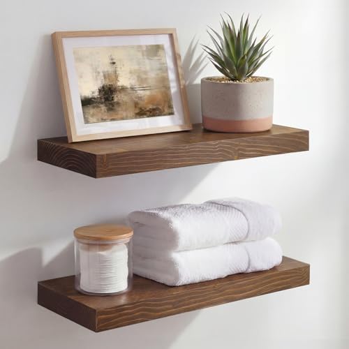Homeforia 16 Inch Floating Shelves, High-End Solid Pine Wood, Set of 2 by Homeforia