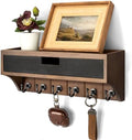 Rebee Vision Pine Wood Key Holder Wall Mount Home Decor, Brown & Black by REBEEVISION