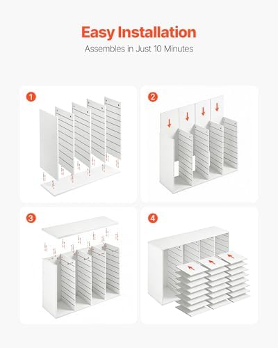 VEVOR Literature Organizer, 36 Compartments Office Mailbox with Detachable Shelves, Wooden Mailbox Sorter with Particle Board, Countertop Office Home Storage Organizer for File, Document, Paper, White - Image 6