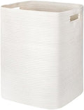 MEGASKET Large Laundry Hamper 16"x13"x22" - Tall Woven Laundry Basket, Cotton Rope Dirty Clothes Hamper, Baby Kids Nursery Wicker Laundry Basket, Bedroom Aesthetic, Soft Laundry Bin, White Hamper, 75L by MEGASKET