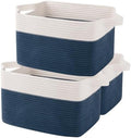 OIAHOMY Cotton Rope Storage Baskets for Organizing Blue & White 3-Pack by MasterofSpaceOptimization