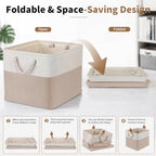 13×15×13 Inch 6 Pack Foldable Fabric Storage Basket with Handles,Extra Large Storage Basket,Decorative Storage Basket for Organizing Clothes, Toys, Books(White&Beige) - Image 4