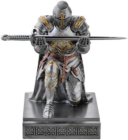 Medieval Templar Vanguard Officer Knight Pen Holder Desk Organizers Silver - Image 3