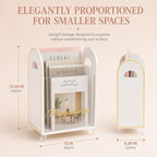 Khen Acrylic Magazine Rack Holder & Gold Trim - 12.40" x 10" x 4.49" - Crystal Lucite Clear - Shatterproof - Open Top - Space Saver - For Magazines, Publications, Office Desk, Reception, Waiting Room - Image 6
