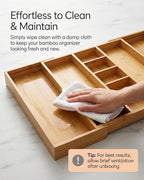Expandable Bamboo Silverware Drawer Organizer, 5-7 Compartments - Image 5