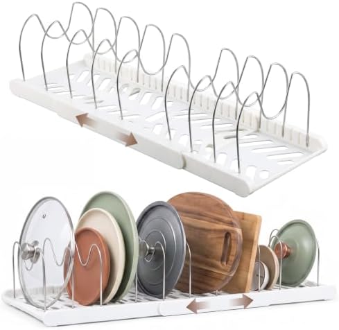 Sieral 2 Pack Expandable Pots and Pans Organizer Under Cabinet,White by Sieral