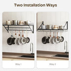 YATINEY Pot Rack, 30 Inch Wall Mounted Pot Rack, Kitchen Pot and Pan Organizer with 2 Tier Hanging Rails, 12 S-Hooks, Space Saving, for Kitchen Cookware Organizer, Black PR02BK - Image 5