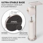 Toilet Paper Holder with Shelf, Freestanding Toilet Paper Stand with Storage Space for Holding Extra 4 Toilet Paper Rolls On the Base, Stainless Steel in Brushed Nickel Finish - Image 6