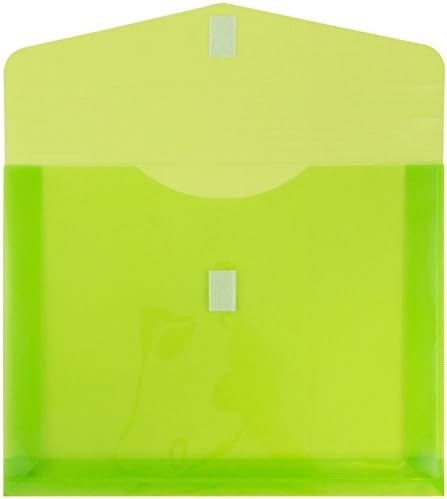 JAM PAPER Plastic Expansion Envelopes with Hook & Loop Closure - Letter Booklet - 9 3/4 x 13 with 2 Inch Expansion - Lime Green - 12/Pack - Image 2