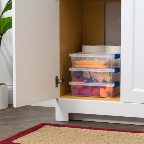 Set Of 6 Stackable 2.4 Quart Storage Bins With Latching Lids, Clear Plastic Containers With Secure Closures & Side Handles For Crafts, Office & Home Organization - Image 3