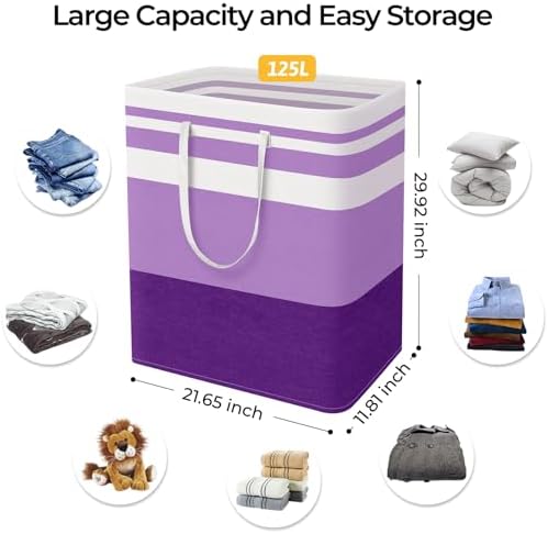HomeHacks 2 Pack Laundry Baskets, Laundry Hampers Bags (Purple 125Lx2) - Image 4