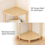 MaxSmeo Corner Shelf, 5-Tier Corner Bookshelf for Small Spaces, Stylish Corner Storage Display Shelves for Bedroom, Bathroom, Kitchen, Living Room (Natural) - Image 6