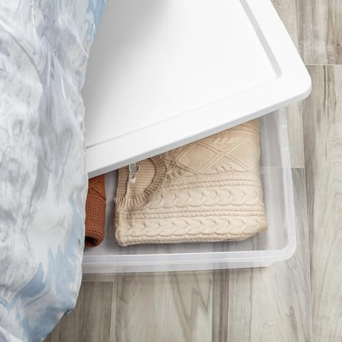 (2-Pack) 41 Quart Clear Plastic Underbed Storage Bin with Snap-On Lid Medium Rectangle Container for Home Organization, White - Image 7