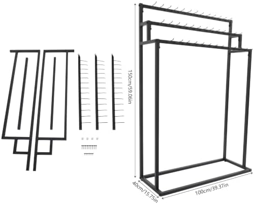 3 Layers Floor Mounted Belt Hanger, Black Retail Display Tie Scarf Rack, - Image 5