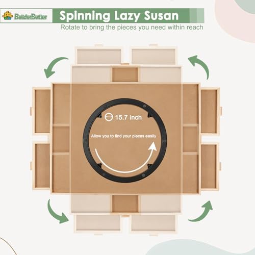 BuilderButler 1000 Pieces Rotating Puzzle Board with 6 Drawers,30.16"x22.44" Portable Wooden Jigsaw Puzzle Table with Lazy Susan Spinning Cover - Image 5