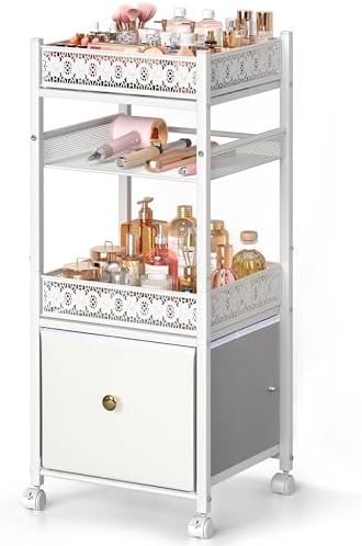 Makeup Organizer, Large Skincare Organizers, Make Up Organizers for Vanity, Makeup Storage Cosmetic Organizer with Drawer, Bathroom Vanity Organizer Makeup Holder Cart for Skin Care Hair Tool Beauty by SOLIMINTR