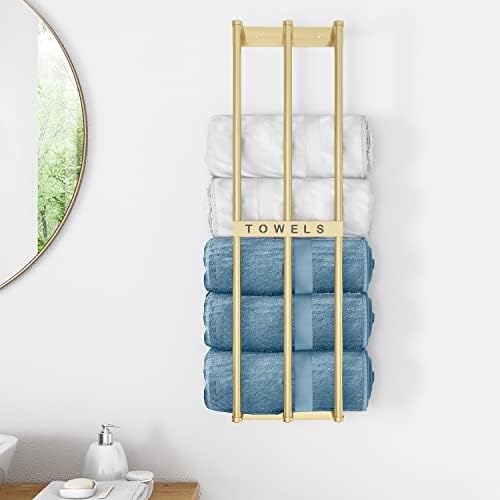 Bethom Towel Racks for Bathroom, Towel Storage Holder Space Saving, Gold - Image 6