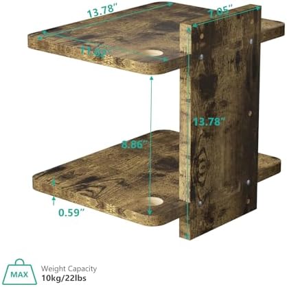 WALI Floating TV Shelf, 2 Tier Projector Shelf for DVD Player, Routers, Game Console, Cable Boxes, Living Room Decor Accessories, Wall Mount Shelves Holds Up to 22lbs(CS202NC), 2-Shelf, Vintage Brown - Image 2
