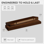 Homeforia 30 Inch Floating Shelves, High-End Solid Pine Wood, Set of 2 - Image 2