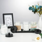 SheeChung 3Pcs Glass Apothecary Jars with Acrylic Vanity Tray & 3 Pack Mason Jar Qtip Holder for Cotton Swabs, Balls, Floss Pick, Bathroom Accessories Set - Image 6