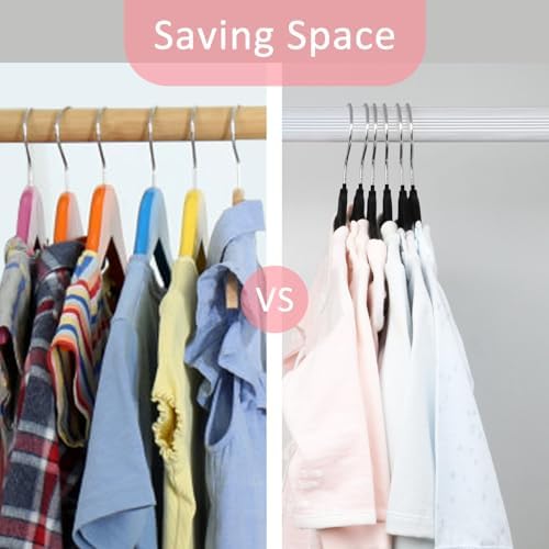 ManGotree 11.8'' Baby Velvet Hangers with Movable Clips 28 Pack Black - Image 5