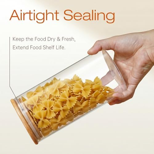 32 oz & 21 oz Round Glass Food Storage Containers with Bamboo Lids, 4 Pack - Image 5