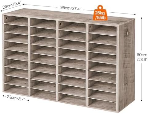 HOOBRO Wooden Literature Organizer, 36-Slot Mail Sorters, Removable Classroom Mailbox, Student Mailboxes for Classroom, Paper Storage Organizer, for Home, Office, Study, Classroom, Greige BG36WF01 - Image 3