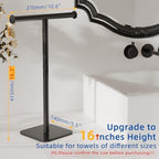RUACQ T-Shape Hand Towel Holder Stand, 16inch, Matte Black - Image 2
