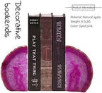 Agate Geode Bookends Dyed Pink 4-5 Lbs Large Stone Bookends 1 Pair Decorative Bookends for Shelves - Image 4