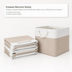 11x11 Inch Cube Storage Bins, 6 Pack Collapsible Fabric Storage Cubes with Rope Handles, Waterproof Foldable Storage Baskets for Cube Shelves, Closet, Clothes, Toys, Books, White & Beige Gold - Image 6