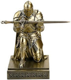 Medieval Armored Knight Pen Holder Figurine Paperweight Phone Stand Bronze - Image 3
