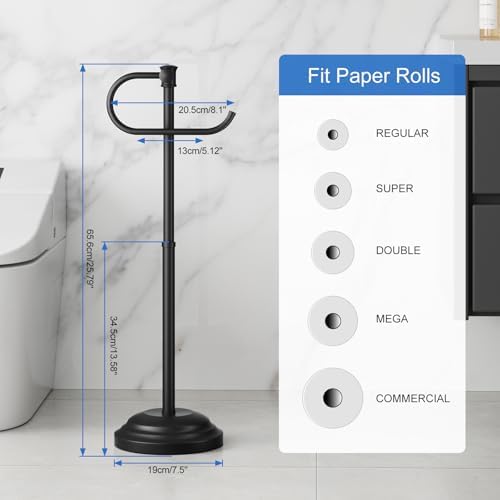 RUMOSE Toilet Paper Holder Stand for Floor Free Standing, Black - Image 6
