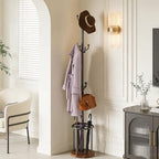 Coat Rack Freestanding, Coat Rack Stand with Umbrella Holder, Coat Tree, Coat Hanger Stand with 12 Hooks for Clothes Bag Hats, Hat Rack Hall Tree Coat Hanger Umbrella Stand for Entryway by WeGXY