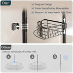 Consumest Corner Shower Caddy Tension Pole - Rustproof Shower Shelves with Towel Bar & Soap Holder, Adjustable Bath Organizer for Bathroom Storage, 27.6-108.3 inch, Black - Image 3