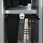 Pull Out Closet Valet Rods, Slide Out Steel Pants Rack Sliding Trouser Rack - Image 2