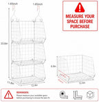 X-cosrack 3 Tier Foldable Closet Organizer, Clothes Shelves with 5 S Hooks, Wall Mount&Cabinet Wire Storage Basket Bins, for Clothing Sweaters Shoes Handbags Clutches Accessories-White Patent Design - Image 3
