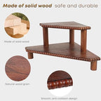2-Tier Rustic Corner Shelf for Kitchen Counter,Wood Beaded Farmhouse Countertop Organizer with Removable Feet, Stackable Bathroom Vanity & Coffee Bar Decorative Riser Stand(Rustic Walnut) - Image 5