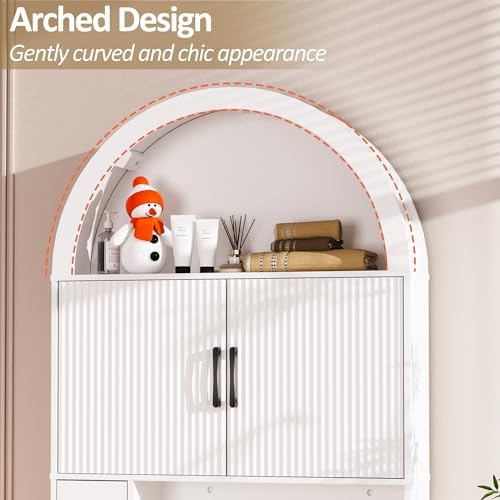 Spurgehom Over Toilet Storage Cabinet, Bathroom Arch Organizer, White - Image 5