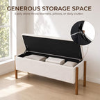 50" Shoe Bench with Storage, Waffle Weave Shoe Rack Bench, Chenille Shoe Storage Bench Entryway Storage with Cushion for Front Doors Entrances Hallway, Mudroom, Closet, Bedroom, Beige, XR-Ben01 - Image 5
