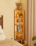 Corner Shelf Stand, 5 Tier Corner Bookshelf with Light,Corner Furniture for Bedroom Display Corner Shelf for Small Space,Wood Shelves with Storage Rack for Living Room,Office,Oak - Image 6