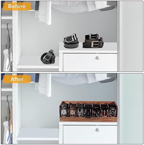 Belt organizer, 7 compartment belt holder belt hanger closet and belt organizer for drawer,belt rack, belt storage organizer, belt hangers for men and women (Acacia wood) - Image 4
