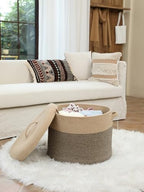 20x15 Inch Extra Large Round Cotton Rope Storage Basket with Lid, Decorative Woven Bin with Cover for Living Room Bedroom Closet, Jute & Black Mix - Image 5