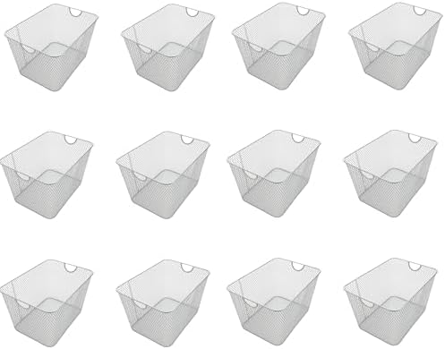 YBM HOME Kitchen Pantry Organizer Wire Baskets for Shelves, Cabinets, Pantry, Countertop, Mesh Open Storage Bin Metal Basket for Organizing Food Supplies, 12 Pack, 15x12x11.5 by YBMHome
