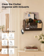 DLQuarts Solid Wood Mail Organizer Countertop or Wall Mounted, Dark Walnut - Image 4