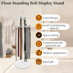 66In Floor Standing Belt Display Stand, Double-Layered Design Belt Hanger with 31 Hooks, Tie Scarf Belt Rack with Adjustable Feet for Home, Boutiques, Clothing Stores, Retail Stores (White) - Image 5